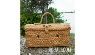 container box handbag ethnic travel rattan grass natural design